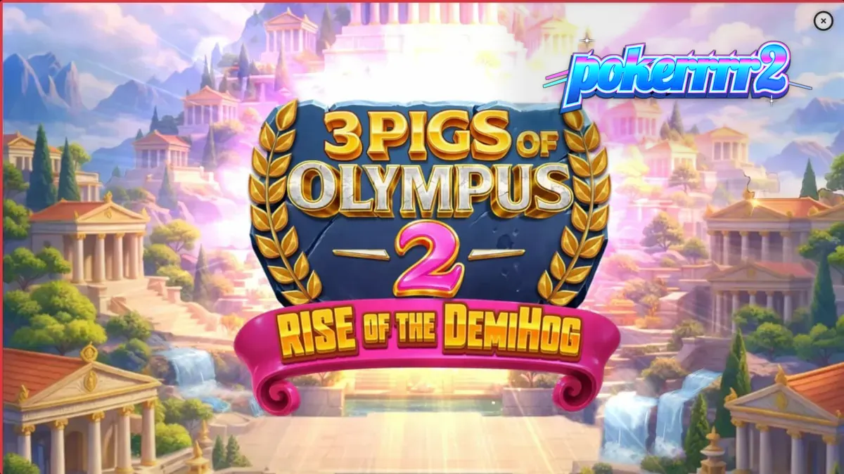 Tampilan visual slot 3 Pigs of Olympus 2 Rise of the DemiHog dengan tema mitologi Yunani